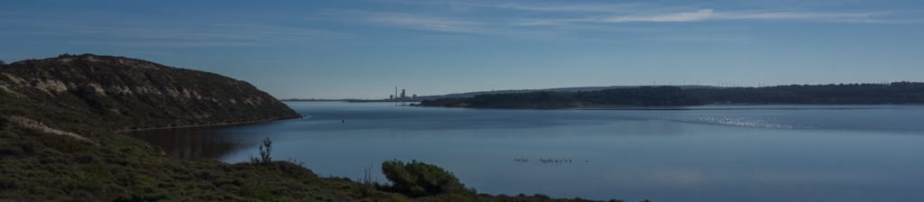 Vue sur Port-Mahon et Port la Nouvelle depuis l'anse Sud-Ouest de l'île de l'Aute