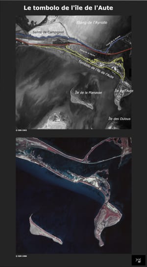 Situation du Tombolo (1962 et 1986)