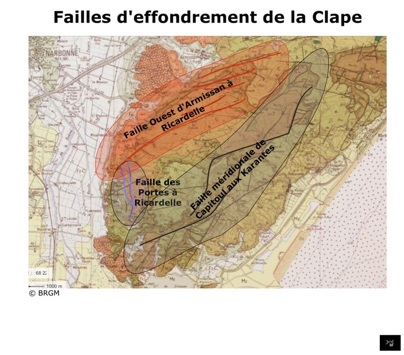 Failles d'effondrement du massif de la Clape