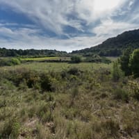 Vue sur les vignes et le Castella en Mai. Entrée du Vallon