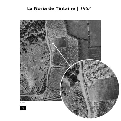 Vue aérienne de la noria de Tintaine en 1962 © IGN