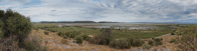 Depuis le roc de Conilhac, l'étang de Campignol et les terres de l'ancien étang de Conilhac