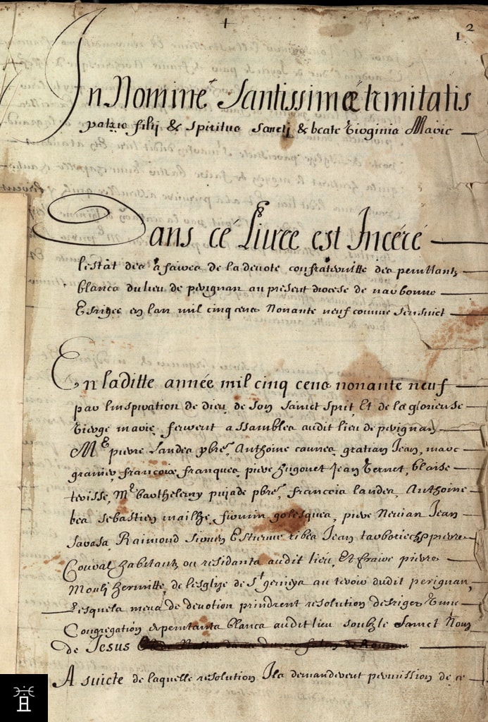 132 Dv 1/1-132 Registre de la confrérie des pénitents blancs de Pérignan © AD11