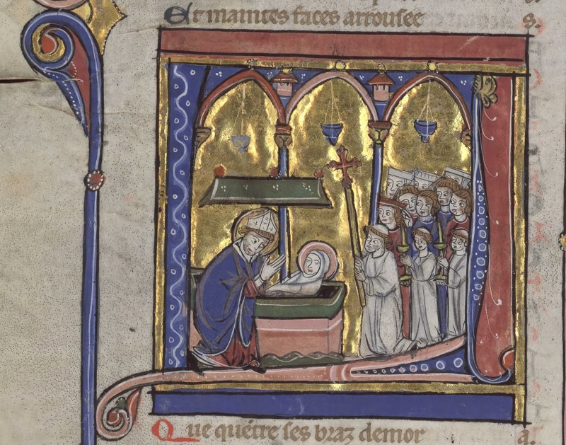 Besançon MS 0551 f°19v Gautier de Coinci, Miracles de Notre Dame, XIII<sup>e</sup> siècle