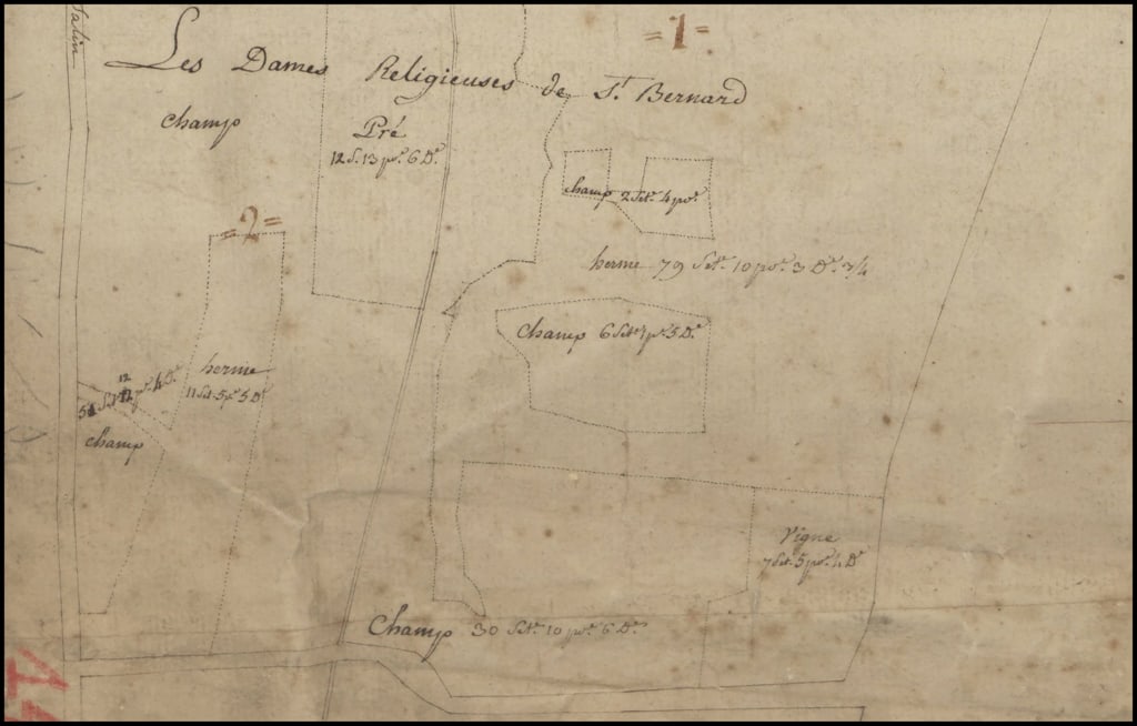 Les Dames religieuses de Saint Bernard: Extrait plan Varlet Barthes 1774-1784 © AC Narbonne