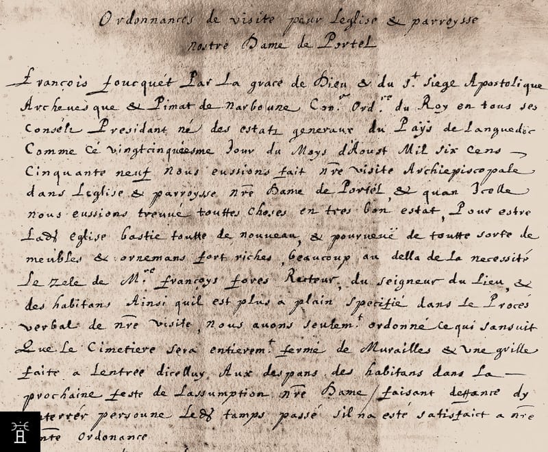 Ordonnances de visite pour l'église et paroisse Notre Dame de Portel, 1659 © AD11 3J932 f°49