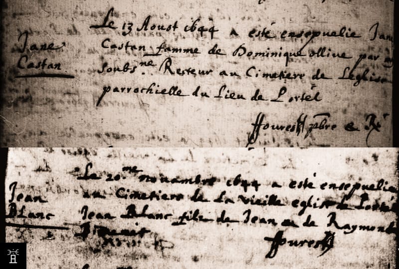 Actes civils Août et Novembre 1644