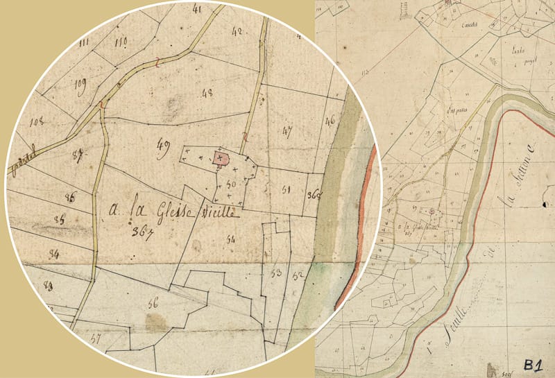 Cadastre napoléonien 1818 lieu-dit A la Gleise vieille