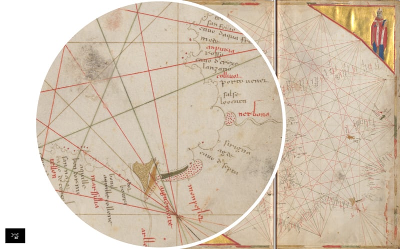 Atlas nautique de la mer Méditerranée et de la mer Noire, Petrus Vesconte de Janua, f7,  1320 © BNF