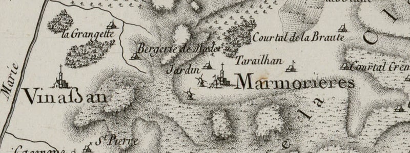 Carte du diocèse de Narbonne, C. Aldring 1781 © BNF.