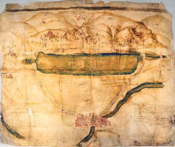 L'étang Salin - carte de l’île del Lec (1548). AM Narbonne DD non côté. ©Kojima Mina, 2012.